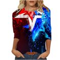 thumbnail image 2 of GaThRRgYP Spring Tops for Women 2025,Womens Summer Tops Plus Size,Women's Fashion Printed T-shirt Mid-length 3/4 Sleeves Blouse Round Neck Casual Tops Blue XL, 2 of 5