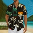 thumbnail image 2 of AHTJRT Men's Tropical Aloha Shirt Vibrant Palm Frond Prints Perfect for Beach Parties & Summer Getaways Black M, 2 of 5