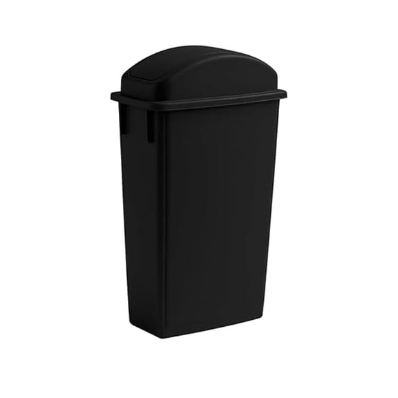 23 Gallon Slim Rectangular Garbage Can with Dome Lid - Black
