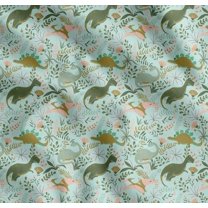 Soimoi Cotton Voile Fabric Leaves,Floral & Dinosaur Jungle Print Fabric by The Yard 56 Inch Wide