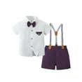 thumbnail image 2 of Toddler Baby Boys Suit Toddler Dress Clothes Short Top Bowtie Shorts 12 Months-5T Summer Outfits, 2 of 9