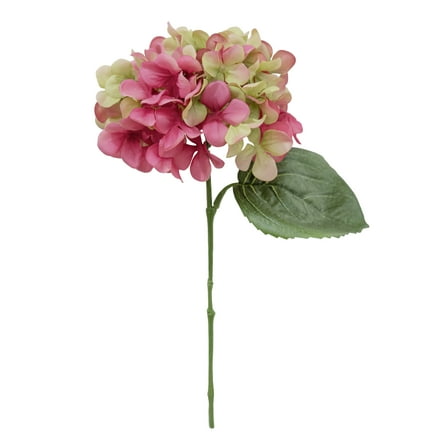 Mainstays 12.5" Artificial Silk Pink & Green Hydrangea Short Stem