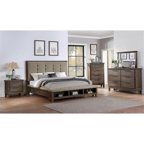 New Classic Furniture Cagney 6-Piece Wood Queen Bedroom Set in Brown