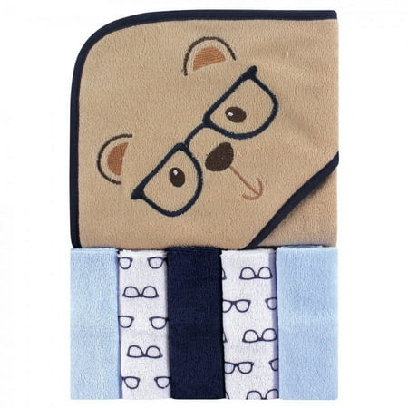 UPC: 0660168052664 | Luvable Friends Baby Boy Hooded Towel with Five Washcloths Smart Bear One Size
