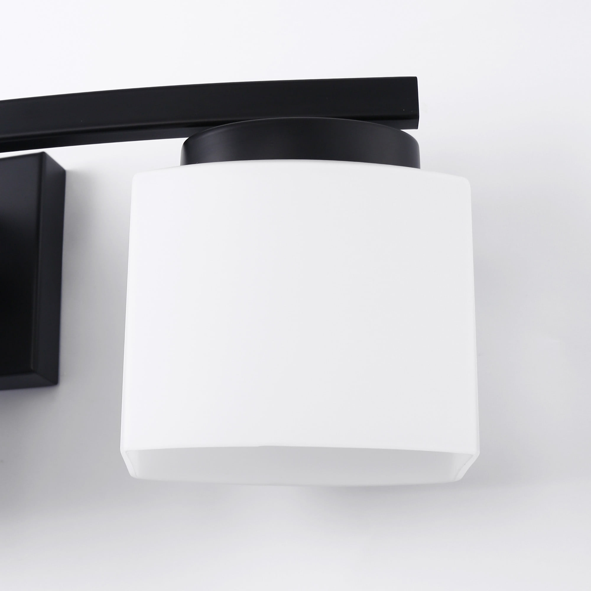 Briignite 5-Light Bathroom Light Fixture with Milk Glass Shades, Modern Stylish Vanity Lighting Fixtures for Bathroom, Black and White