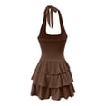 thumbnail image 4 of DHFJKG Women Summer Halter Dresses Square Neck Tiered Mini Dress Sexy Slim Fit Sleeveless Solid Color Going Out Party Wear Soft Dresses, 4 of 6