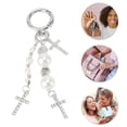 thumbnail image 4 of Unique Bargains 1 Pc Handbag Charm Keychain Faux Pearls Bag Accessories Silver Tone Beige, 4 of 6