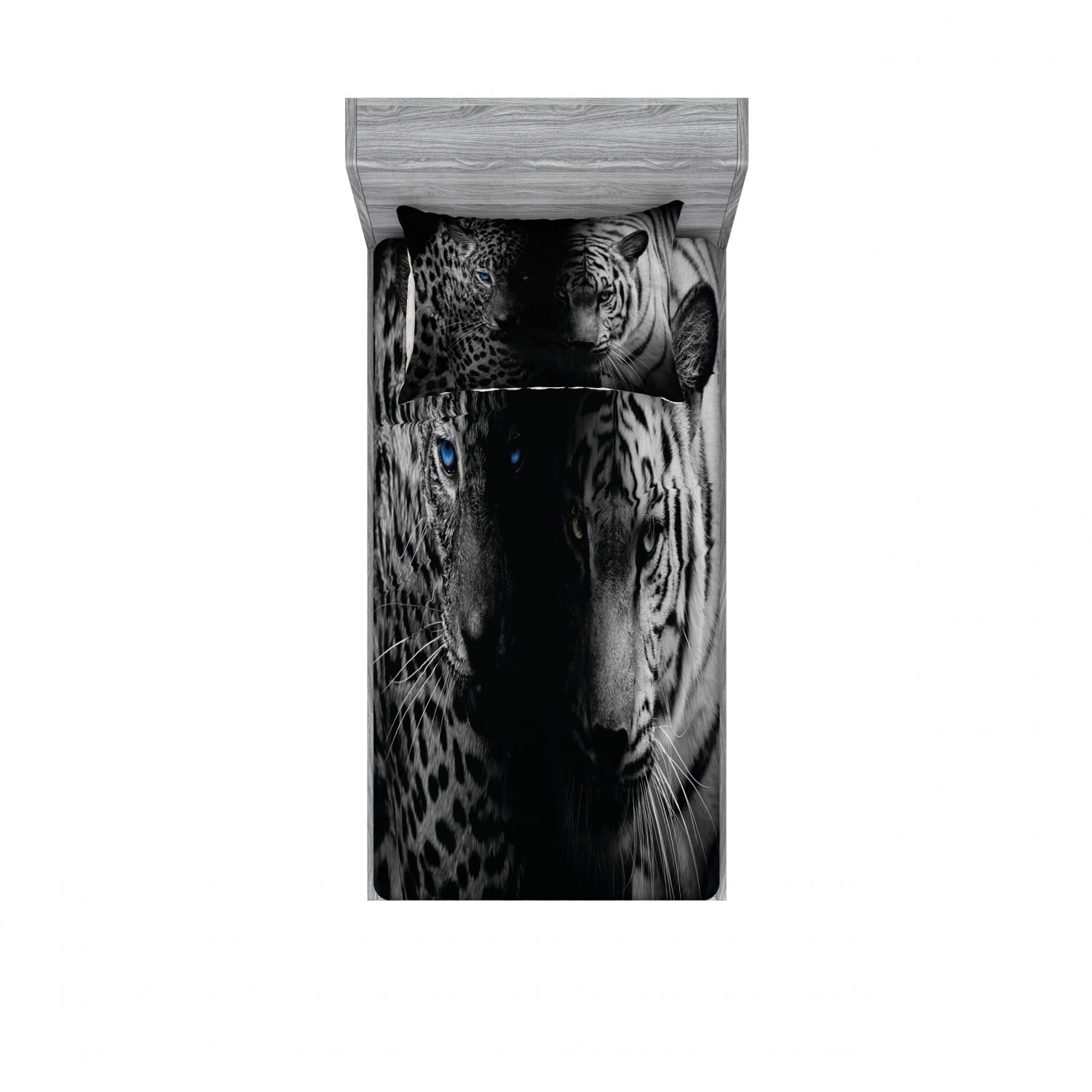 Leopard Bedding Set with Sheet & Covers, Animal Eyes Aggressive