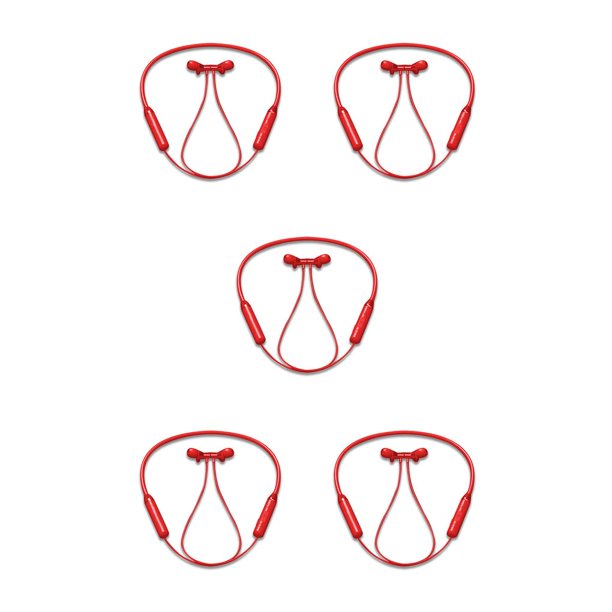 sweethay Auricular de cuello compatible con Bluetooth V5.0 Auriculares inalámbricos USB recargables Auriculares portátiles de viaje para correr Rojo 5piezas