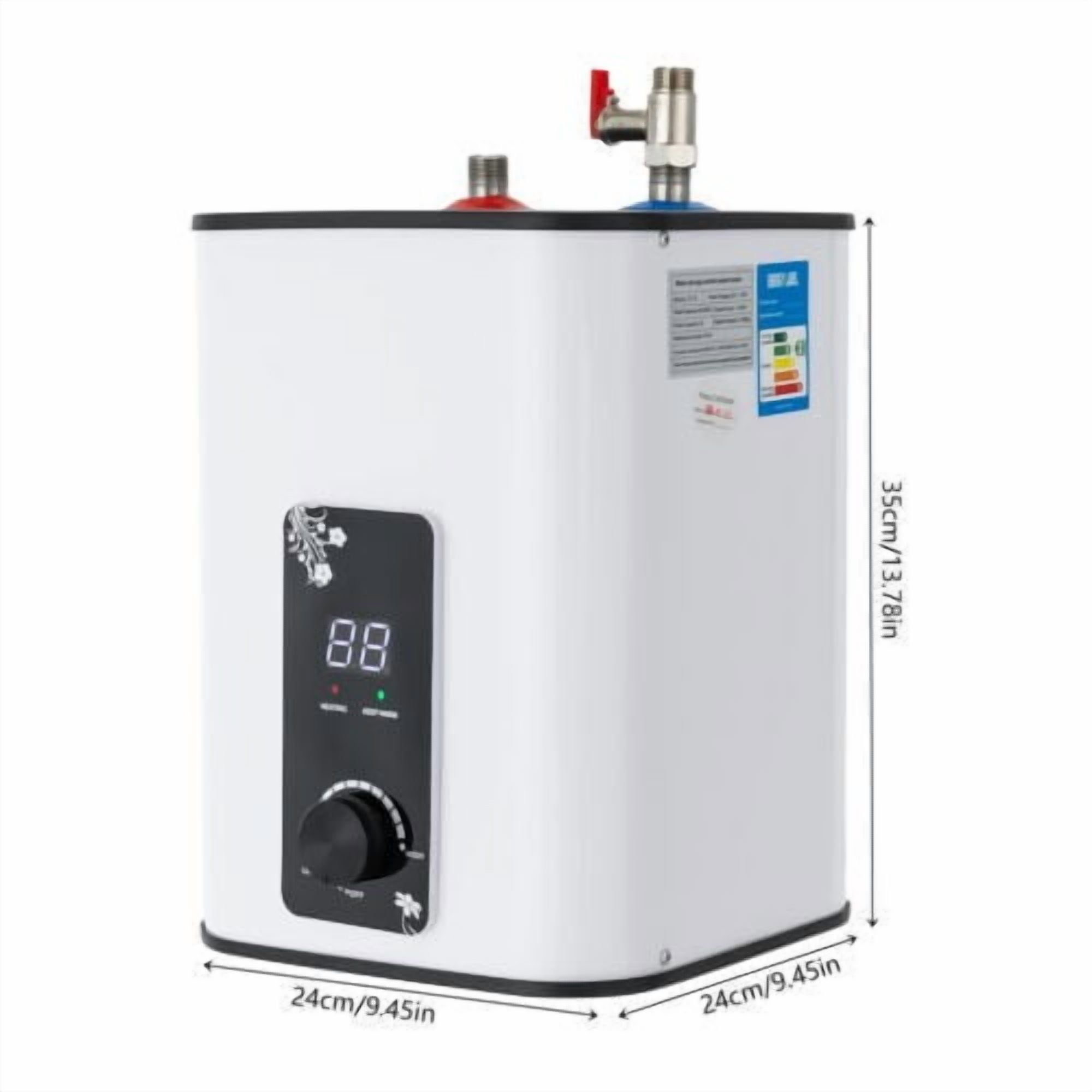 8L Rectangle Electric Mini Tank Water Heater Instant Hot Water Heater 1500W For Use In Kitchens, Cabinets, Bathrooms