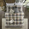 thumbnail image 5 of Izzovium 7-Piece Herringbone Comforter Set for Cal King Beds - Neutral Buffalo Plaid Pattern, Polyester Bedding with Pillows & Skirt, 5 of 13