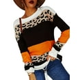 thumbnail image 2 of Gvmfive Women Color Block Leopard Stitching Long Sleeve Round Neck Casual Sweater, 2 of 4