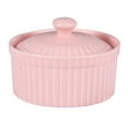 thumbnail image 1 of EeaseMX Recipiente de cerámica para hornear, resistente al calor, para pudín, gelatina, postre, tazón pequeño con tapa para cocina casera (rosa), 1 of 7