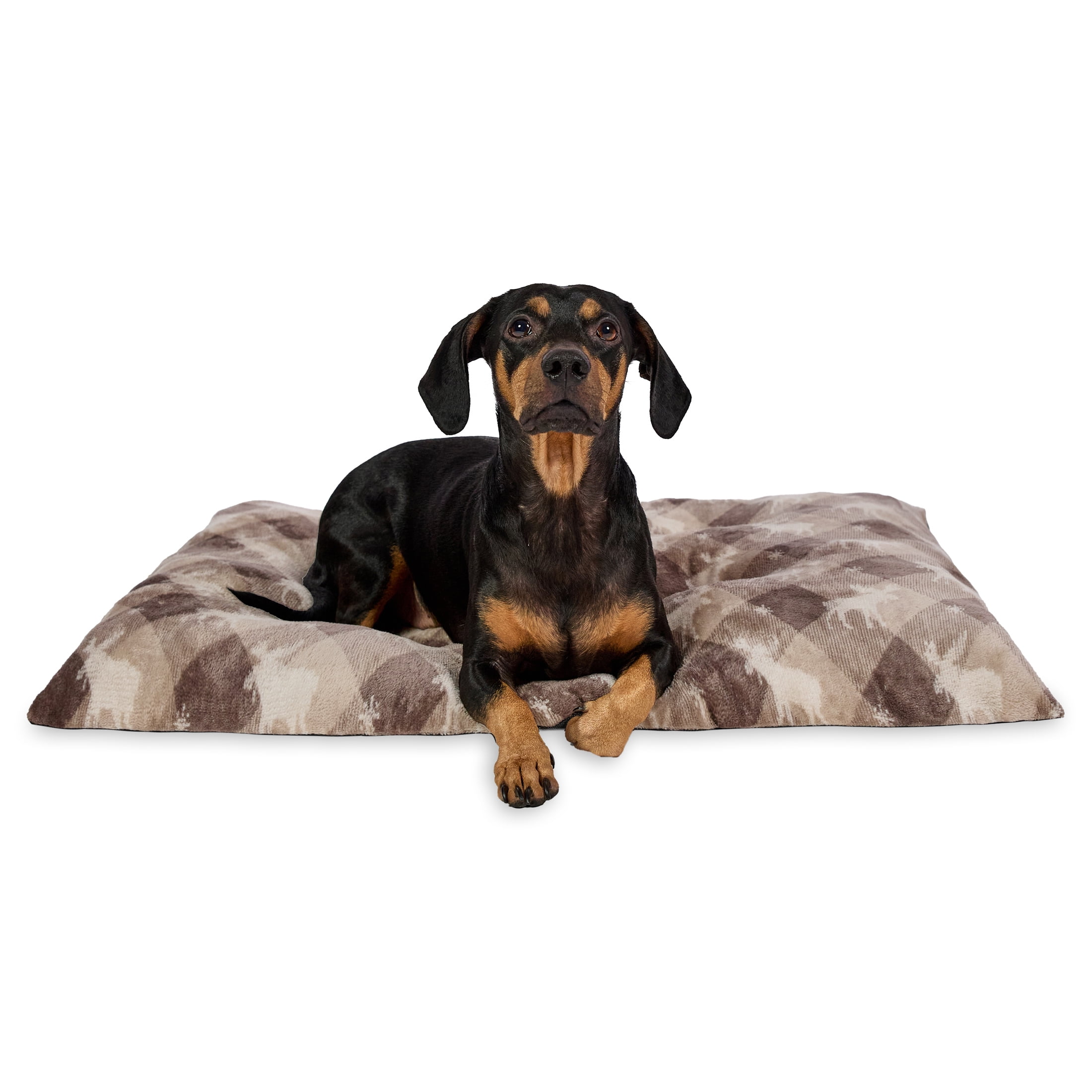 Vibrant Life Medium Pillow Dog Bed, Brown Chic Cabin Moose, 27" x 36"