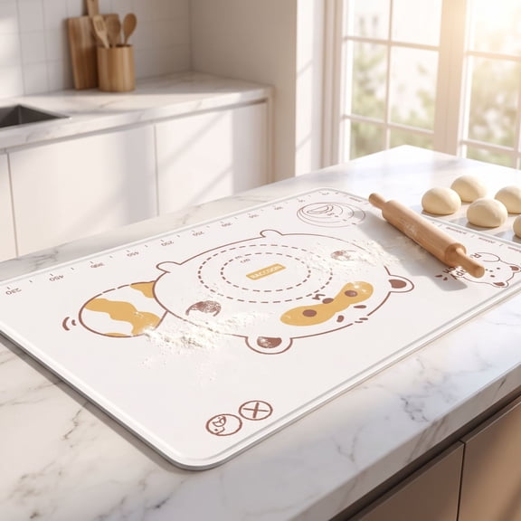Silicone Baking Pastry Dough Mat, Large Cookie Bread Rolling Mats Sheet with Measurement, Nonstick Kitchen Counter Kneading Board,Pie Cookies Pizza Fondant Making Matt,25.6"x17.7"