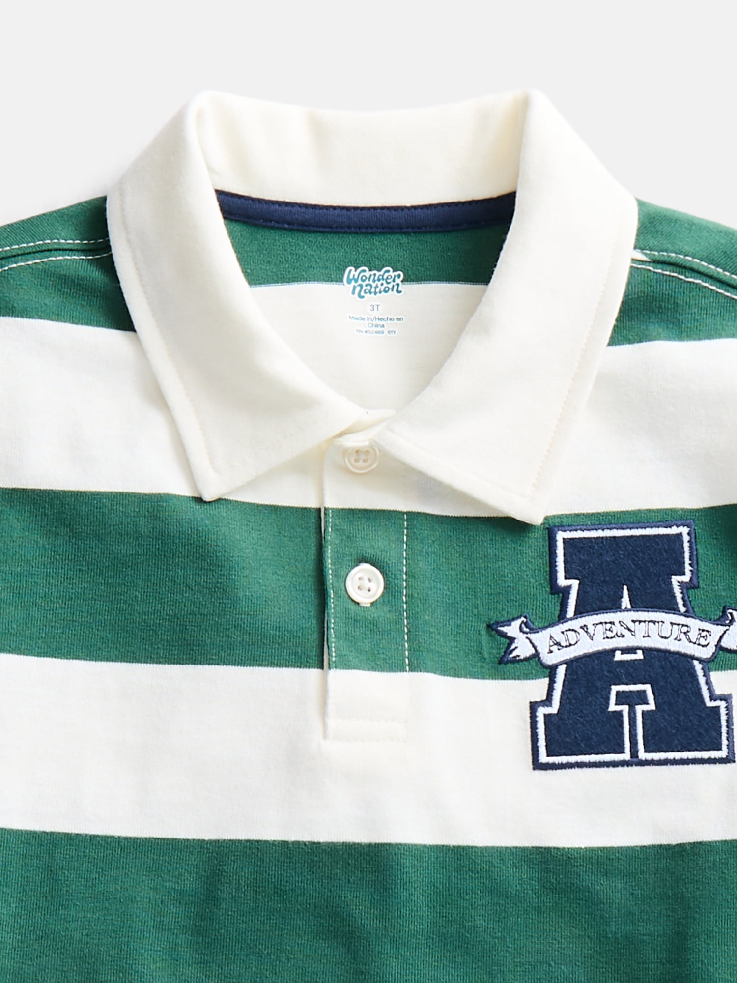 Wonder Nation Toddler Boys Rugby Polo Shirt with Short Sleeves, Sizes 12M-5T