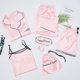 thumbnail image 3 of Conjunto de pijama rosa para mujer, ropa de dormir con tirantes, lencería de seda satinada, ropa de casa, 7 piezas, 3 of 4