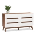 thumbnail image 1 of Levan Home Commode Double Moderne à 6 Tiroirs en Blanc et Noyer, 1 of 9