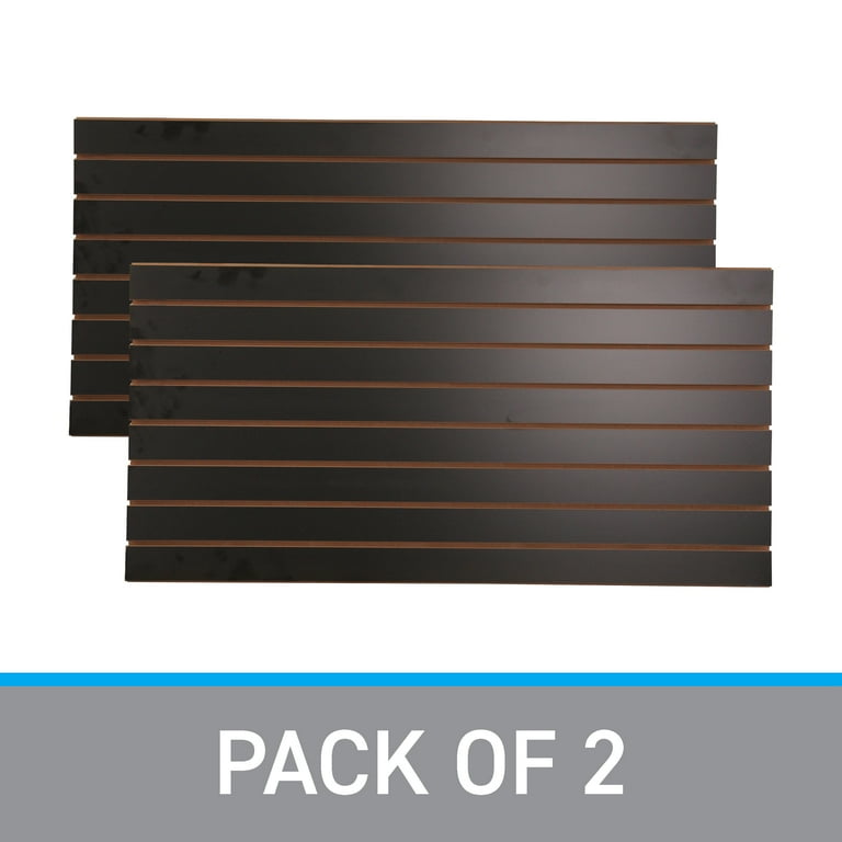 SSWBasics 4 ft x 2 ft Horizontal Black Wood Slatwall Panels with
