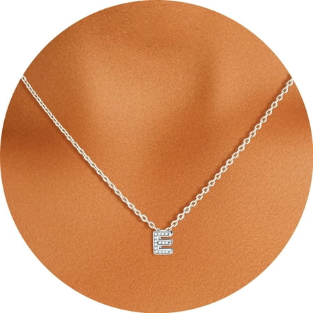 Silvora Sterling Silver Letter Initial Pendant Necklace for Women Cubic Zirconia A-Z Alphabet Birthday Christmas Anniversary Jewelry Gift for Her