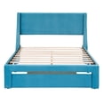 thumbnail image 3 of Morden Velvet Upholstered Bed Frame with Upholstered Headboard No Box Spring Needed Wood Platform Bed with a Big Drawer, Easy Assembly with Large Storage Space (Blue,Full), 3 of 9