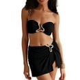 thumbnail image 1 of Women's Swim Set High Waisted Bikini Multiple Pieces with Removable Pads, Complete Solid Color Outfit for Beach Vacation, 1 of 6