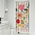 thumbnail image 2 of Small Stall Narrow Shower Curtain 36"W x 72"L – Tropical Bohemian Leaves, Mid-Century Abstract Boho Botanical Bathroom Decor, Vintage Floral Palm Leaf Pattern, Rustic Tribal Folk Style, 2 of 5