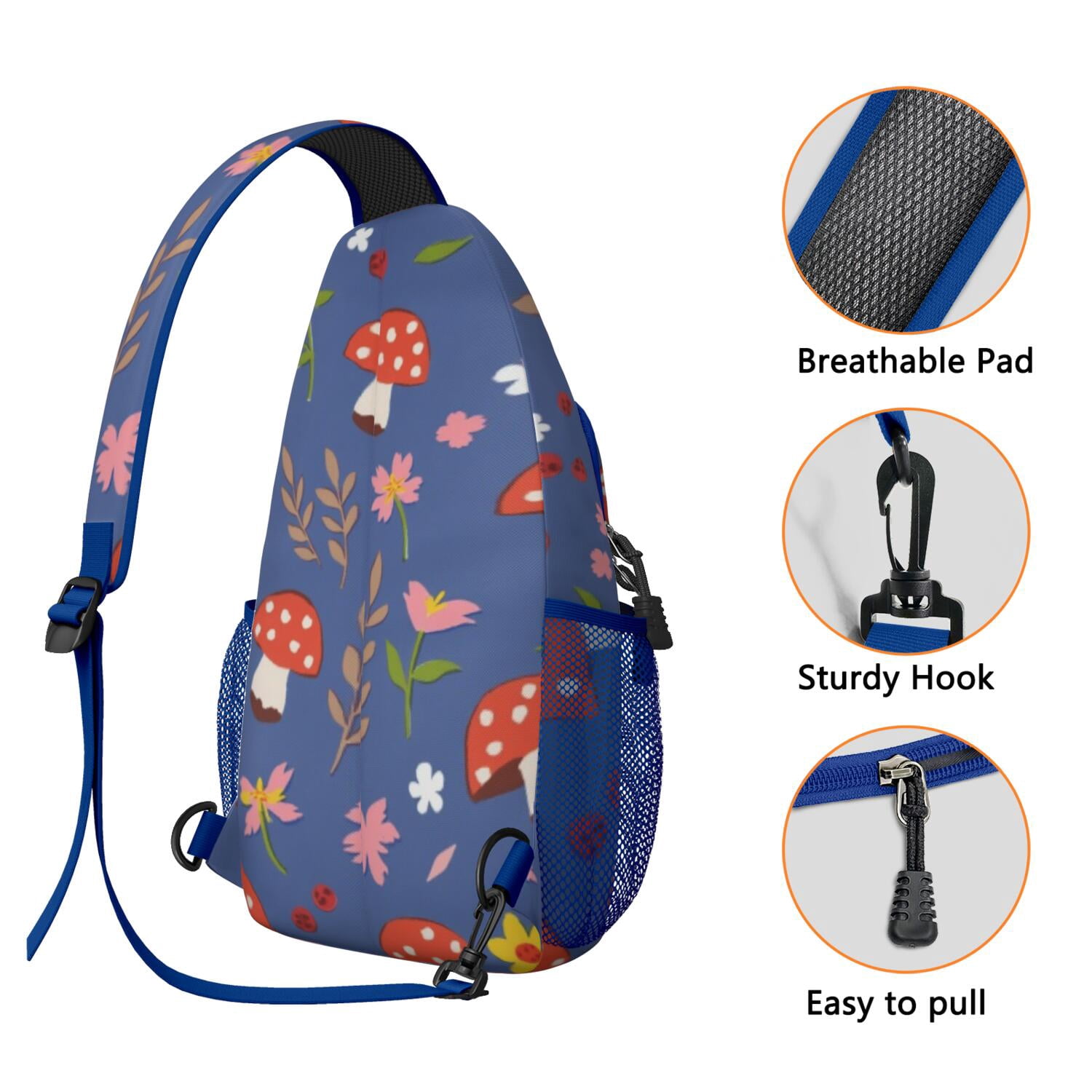 Mushroom Sling Backpack for Women Men Fashion Backpack Crossbody Shoulder Bag Lightweight Hiking Sling Pack