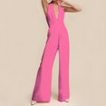thumbnail image 5 of GILIGEGE Sleeveless Jumpsuit Wrapped V Neck Elegant for Womens Halter Dressy Casual Wide Leg Pant 2025 One Piece Romper Outfits Women's Sleeveless Deep V Halter Neck Backless Waist Jumpsuit Pink Xxl, 5 of 6