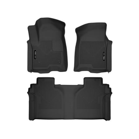 Husky Liners 54208 X-Act Contour Floor Liners Fits 2019-2026 Chevy Silverado & GMC Sierra 1500-3500 Crew Cab w/ Carpeted Storage Box | Front & Second Row | 3pc Black