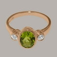 thumbnail image 5 of LBG British Made 18k Rose Gold Natural Peridot & Cubic Zirconia Womens Engagement Ring - 33 size options - Size 6, 5 of 6