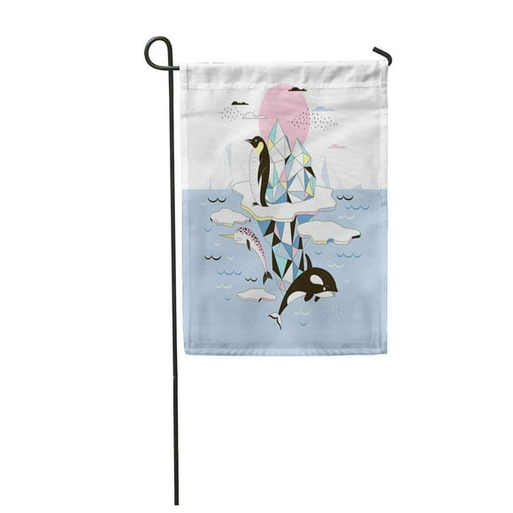 POGLIP Colorful Antarctica Magic Arctic Scandinavian Ice Narwhal Whale Garden Flag Decorative Flag House Banner 28x40 inch