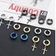 thumbnail image 3 of 30 Piezas Aretes Falsos Piercing Hombre Imán Acero Cruz, 3 of 4