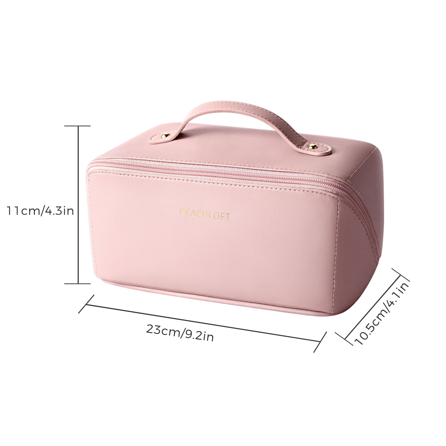  Makeup Bag - Large Capacity Travel Cosmetic Bag for Women,  Multifunctional Open Flat Toiletry Bag with Handle, Washable Waterproof  Beauty Zipper Makeup Organizer PU Leather, Pink : Beauty & Personal Care