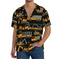 thumbnail image 3 of Xecao offers the Yellow Excavator for Men's Casual Short-sleeved Shirt, a button-up collared shirt with a pocket, perfect for beach vacations and yacht travel in the 4X-Large size., 3 of 7