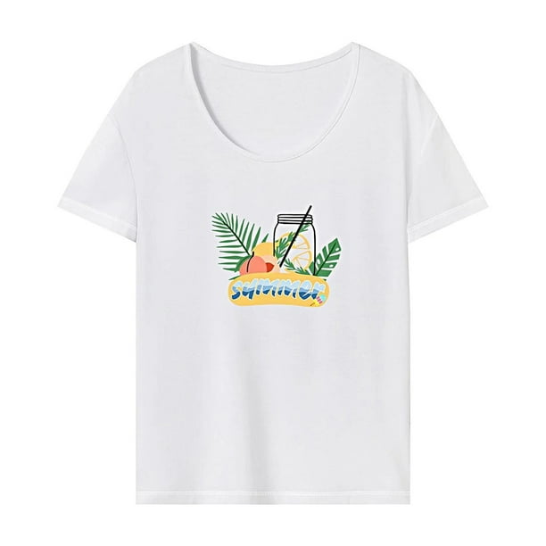 Camiseta de verano para mujer, camiseta de manga corta de ajuste regular para desplazamientos con mochila