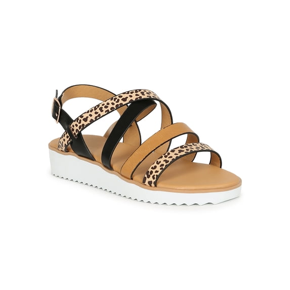 Bamboo Open Toe Strappy Lug Sole Sandal 20088