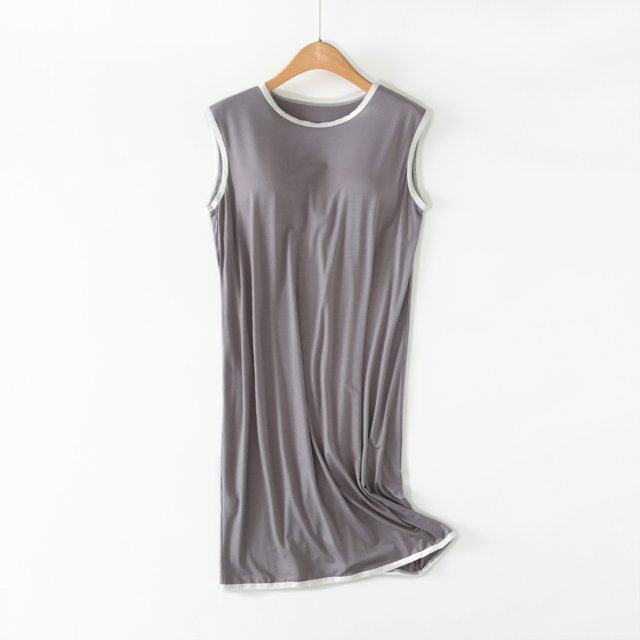 Camisón largo con tirantes para mujer, pijama de talla grande, vestido de casa para mujer, vestido de pijama corto con almohadilla para el pecho, estilo fino, camiseta sin mangas integrada, camisón de