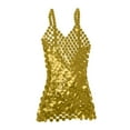 thumbnail image 3 of Vestido de tirantes de espagueti con lentejuelas para mujer Perfecl dorado con cuello en V, 3 of 8