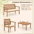 thumbnail image 4 of Kadyn Outdoor Bistro Conversation Set,Patio Furniture Sets, 4 Piece Patio Wood Furniture Set Acacia Wood Sofa Set with Loveseat-Off White, 4 of 5