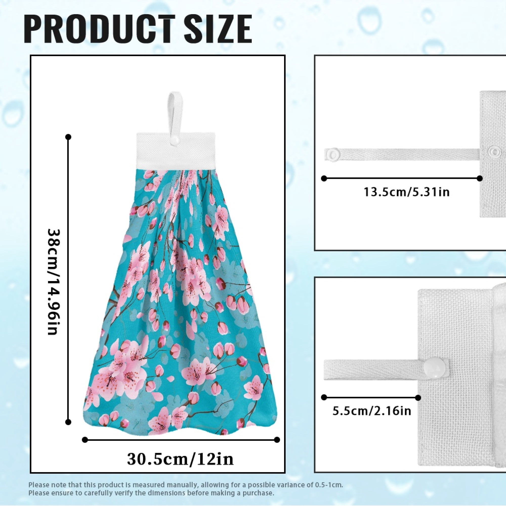 SEANATIVE Cherry Blossom Hand Towels for Bathroom Set of 3 Blue Hanging Hand Towel for Kitchen Dirty Resistant Handing Towel with Hanging Loop Portable Fingertip Towel for Hotel Travel Outdoor