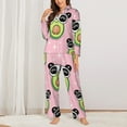 thumbnail image 2 of Lsque Panda Avocado Pattern Long Sleeve Pajama Set for Women - Soft 2-Piece Sleepwear and Loungewear Set with Pockets, Comfy Nightwear-Medium, 2 of 7