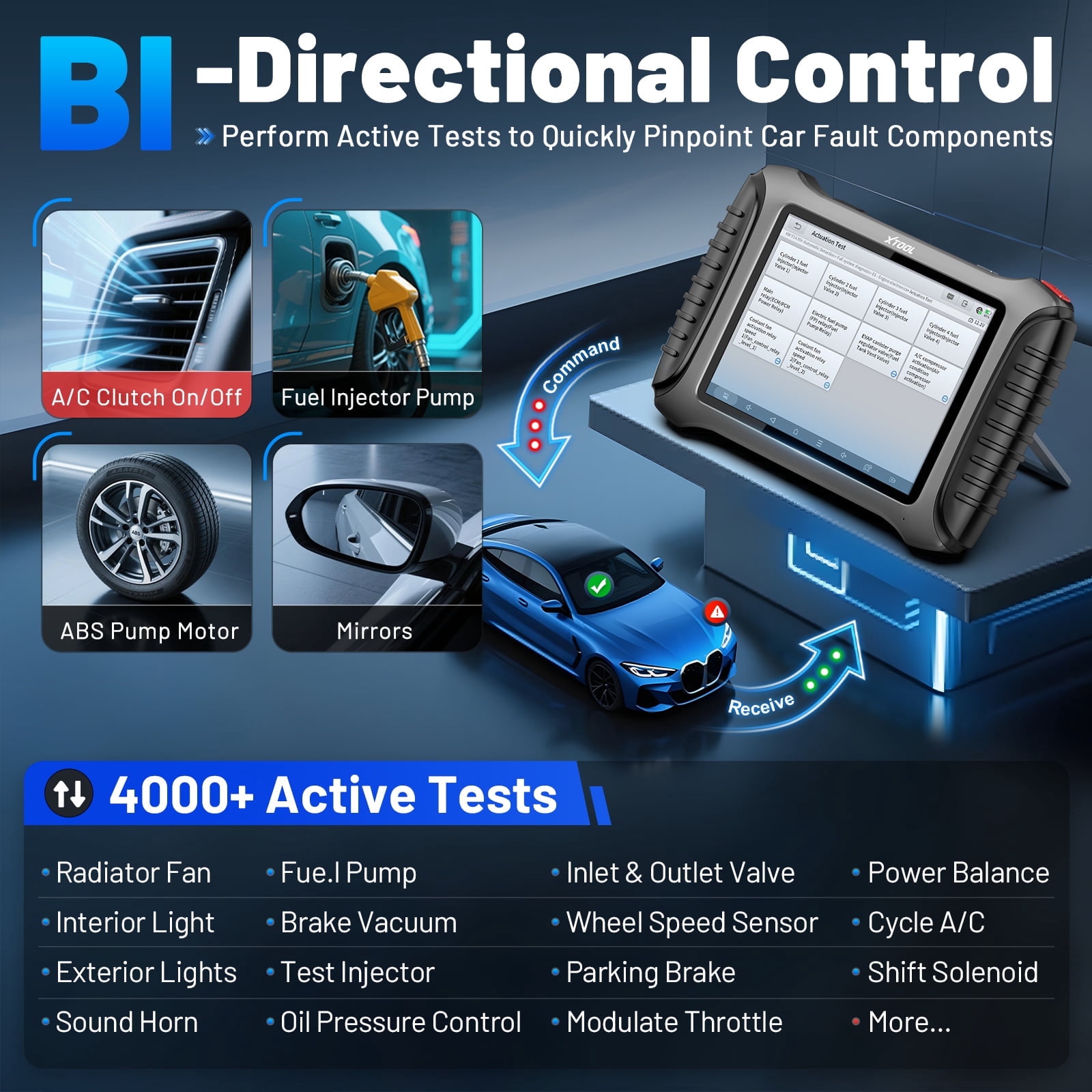 XTOOL X100 Pad 3 Key Fob Programmer Full Set, AI-Assisted OBD2 Scanner Bi-Directional Scan Tool, ECU Cod-ing, 38 Services