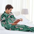thumbnail image 4 of Mens Pajamas Set, palm leaves_J Button Down Long Sleeve Loungewear Sleepwear Pjs sets for Men, 4 of 5