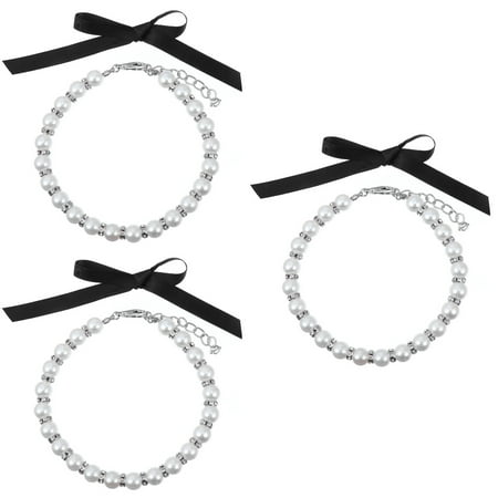 3 Sets Pets Jewelry Pearl Collar Occasion Accessory Adjustable