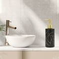 thumbnail image 2 of Unique Bargains 1 Pc Cylinder Marble Pattern Soap Dispenser 10.82oz Black Gold Tone, 2 of 6