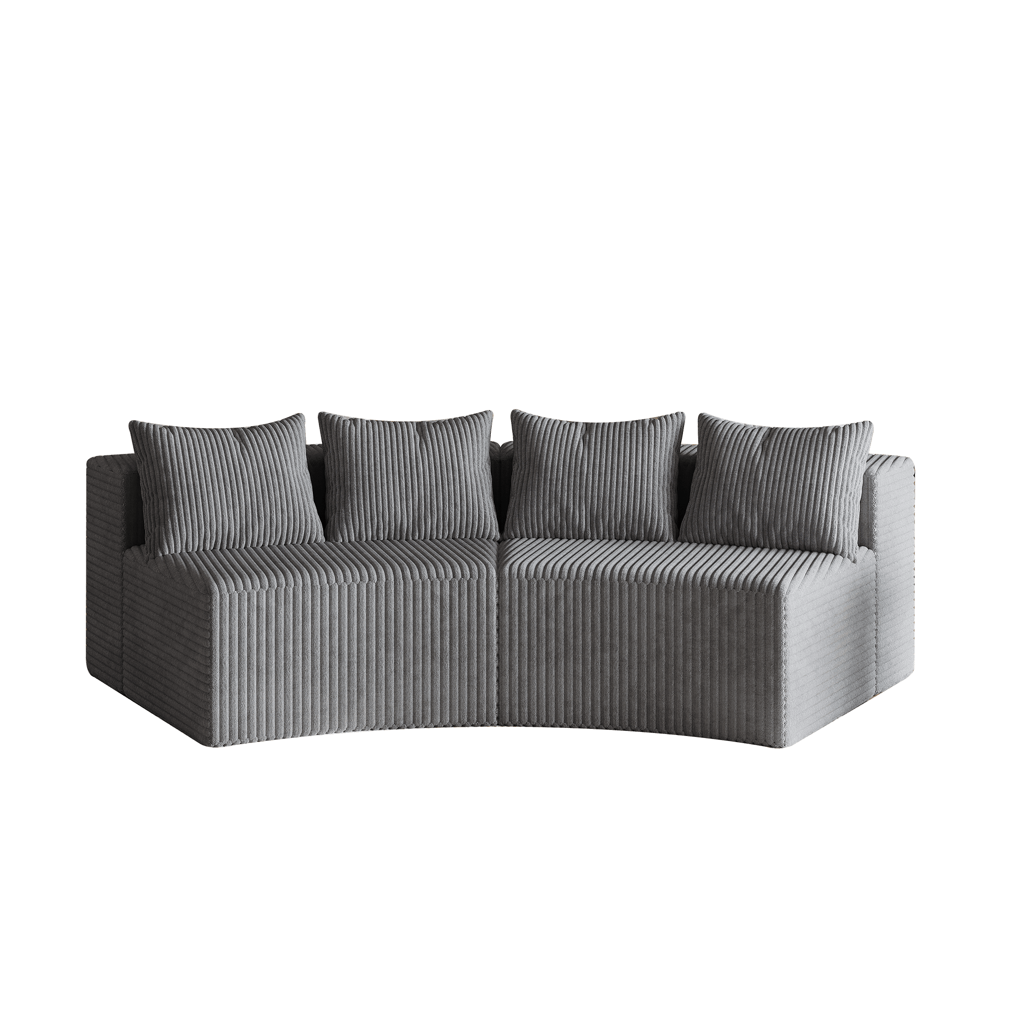MAYEERTY Corduroy curved sectional sofa with four pillows,Curved Symmetrical Modular Semi Circular Sofa Sectional for bedroom, living room