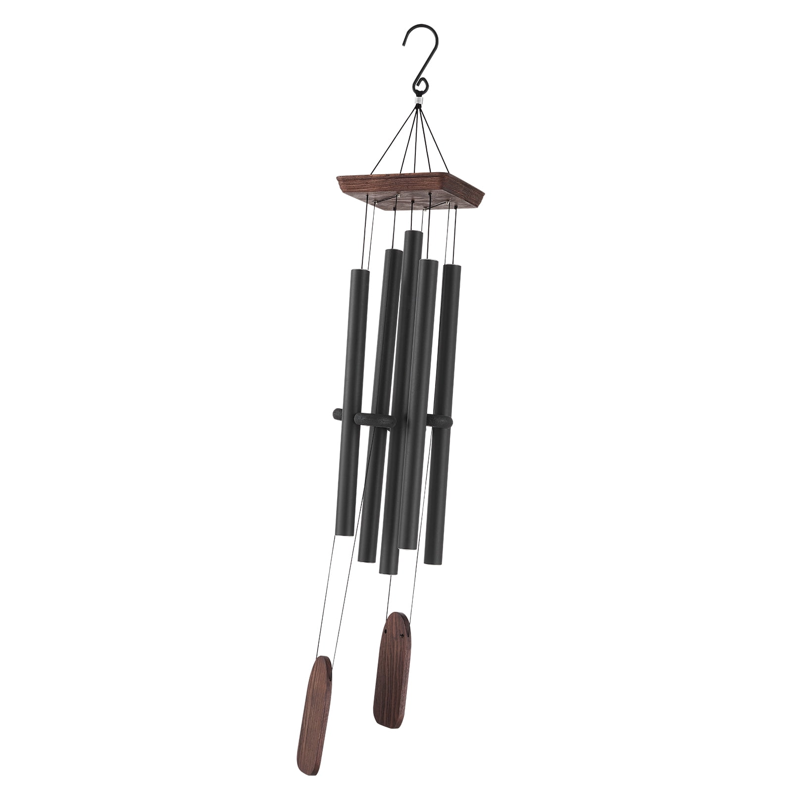 KFFKFF Outdoor Wind Chimes, 1220 mm, Richly Toned Wind Chimes with 5 Tubes, Distinctive Large Commemorative Wind Chimes for Celebrations, Remarkable Exterior Adornment, Black