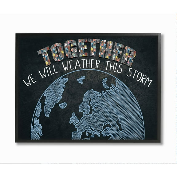 Stupell Industries Together We Will Quote Global Motivational Phrase Framed Wall Art Design by Kim Allen, 11" x 14", Black Framed