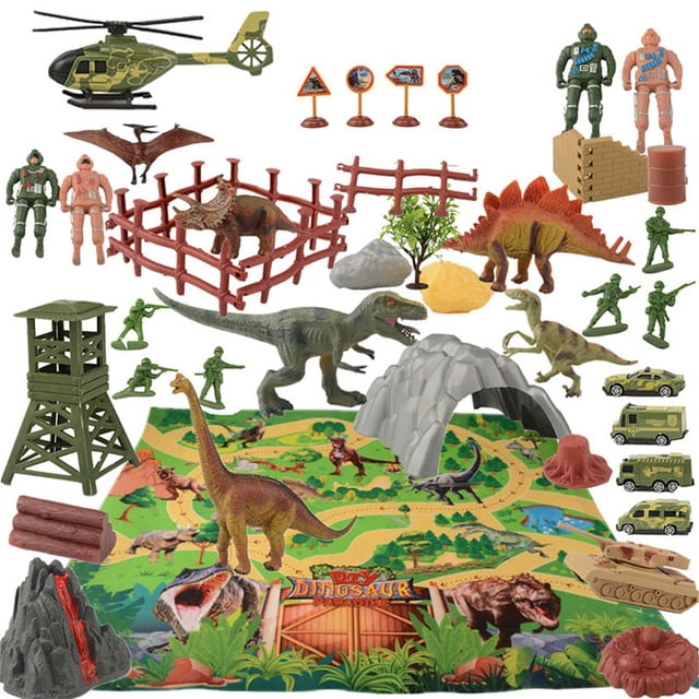 MesaSe Dinosaur Set With Cushion And Activity Tree 38 Pieces Of Realistic Dinosaur